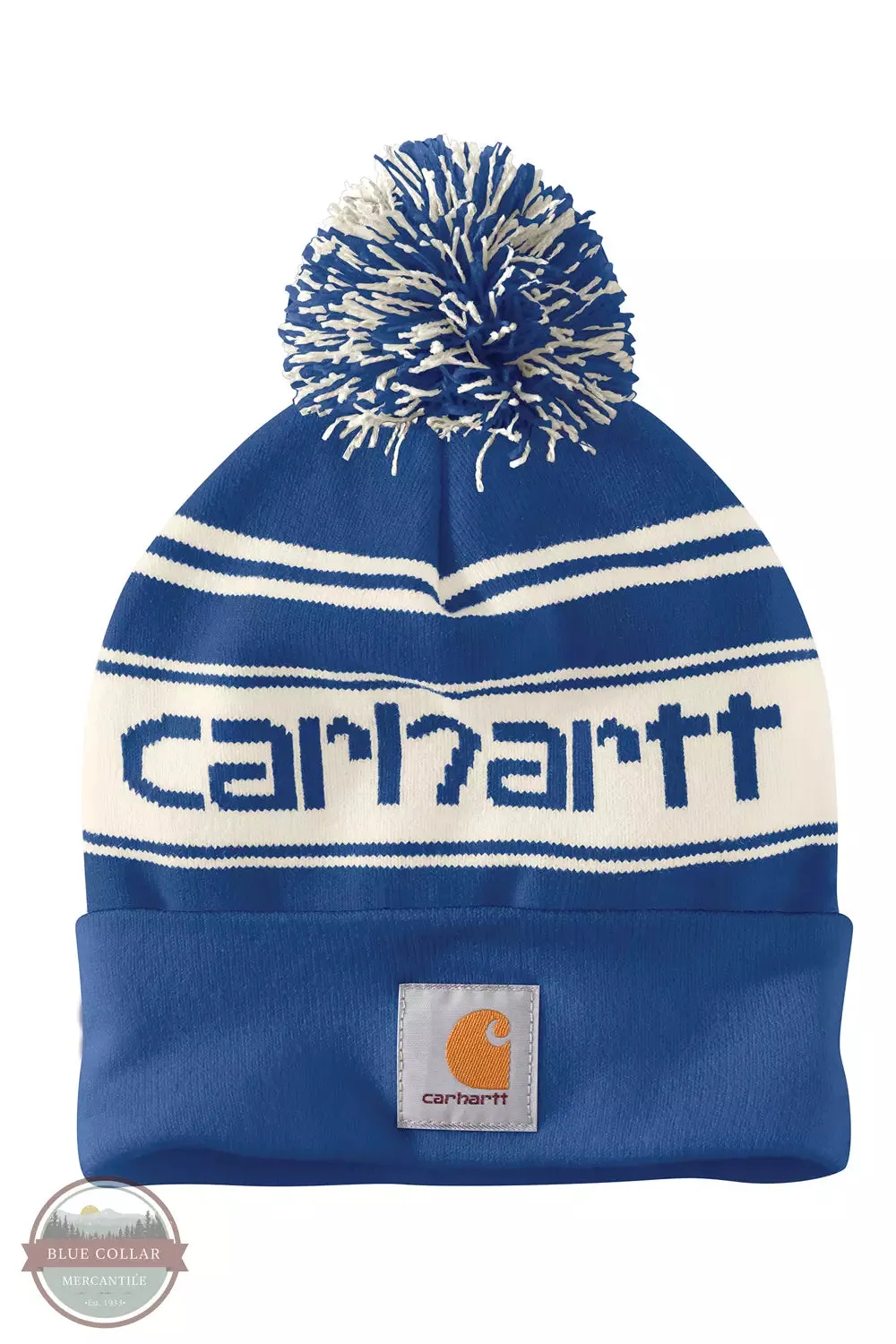 105168 Knit Pom-Pom Cuffed Logo Beanie