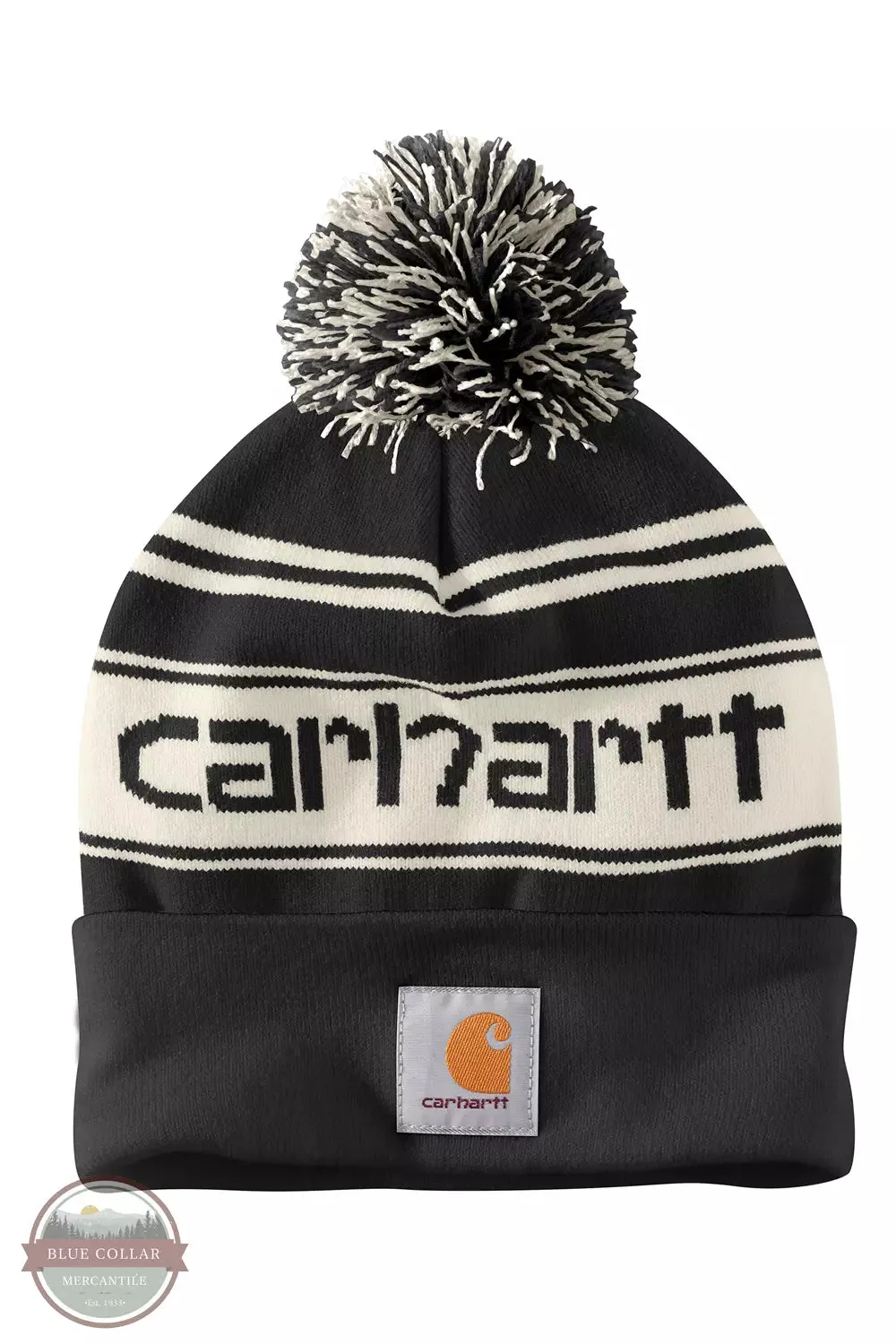 105168 Knit Pom-Pom Cuffed Logo Beanie