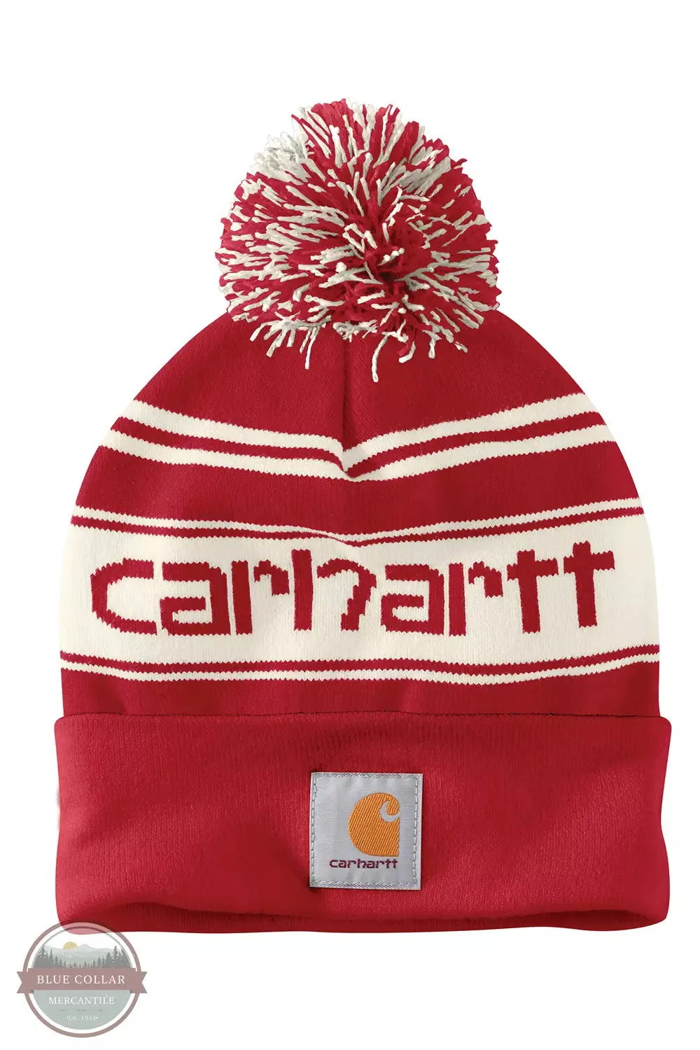 105168 Knit Pom-Pom Cuffed Logo Beanie