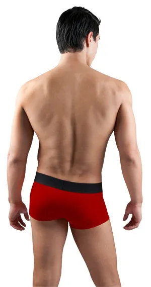 [2 Pack] Papi Cool Solid Brazilian Trunk Microfiber Boxer Brief Underwear Black Red 626161 Size M