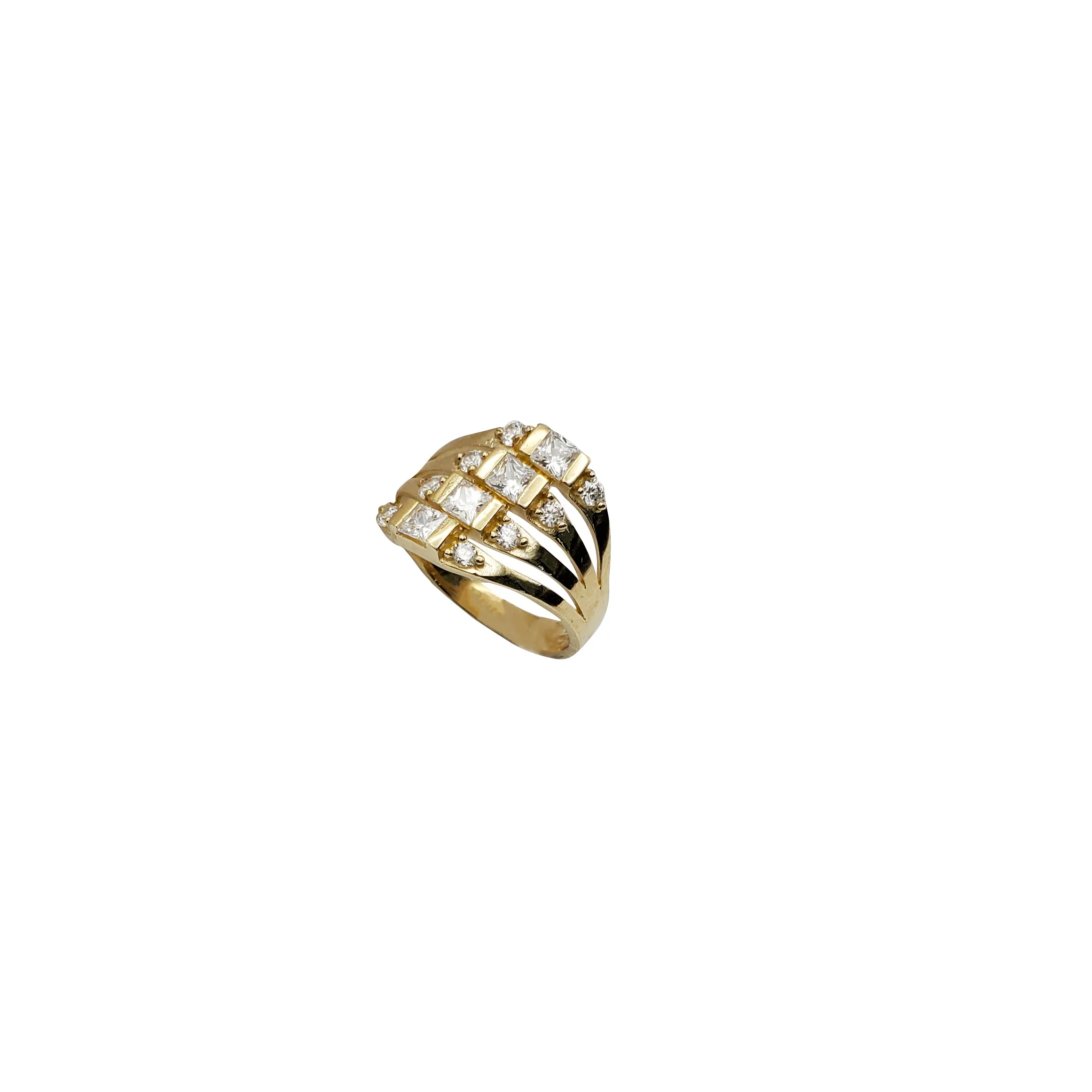 4-Row Pleated Princess-Cut Ring (14K)