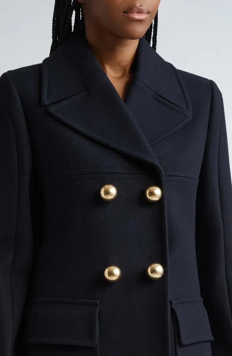 6600833CU850 Double breasted wool peacoat