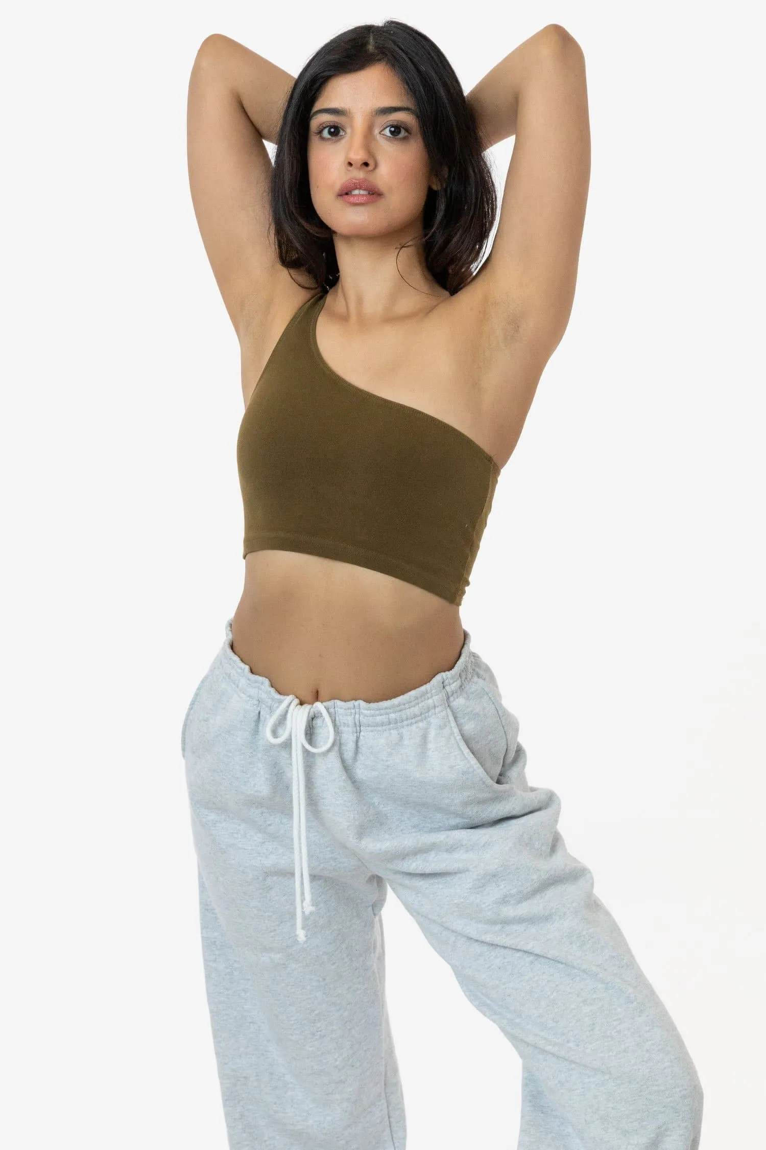 8389GD - Garment Dye One Shoulder Crop Top