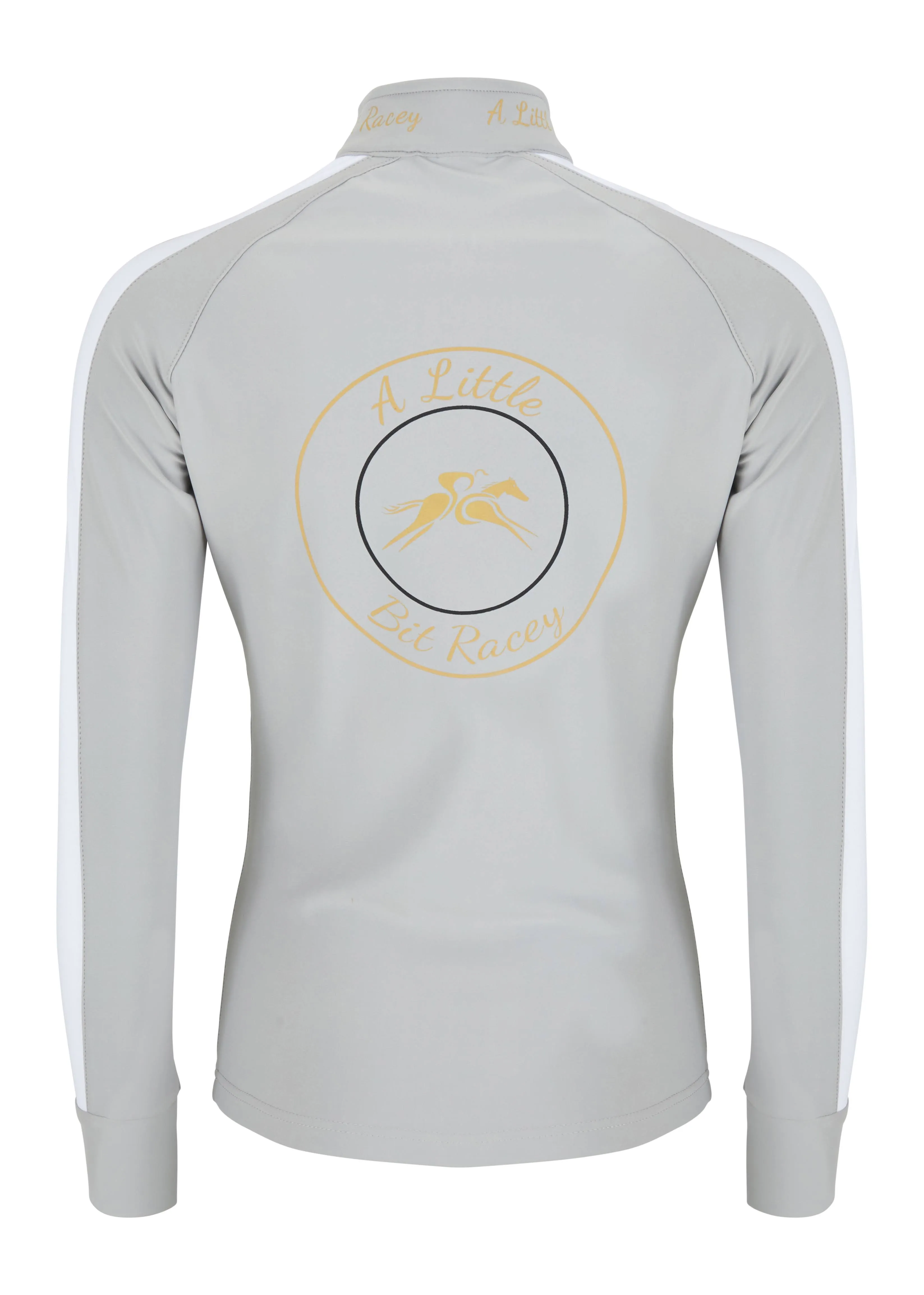 Adults Half Zip Baselayer - A Little Bit Racey - Grey & White