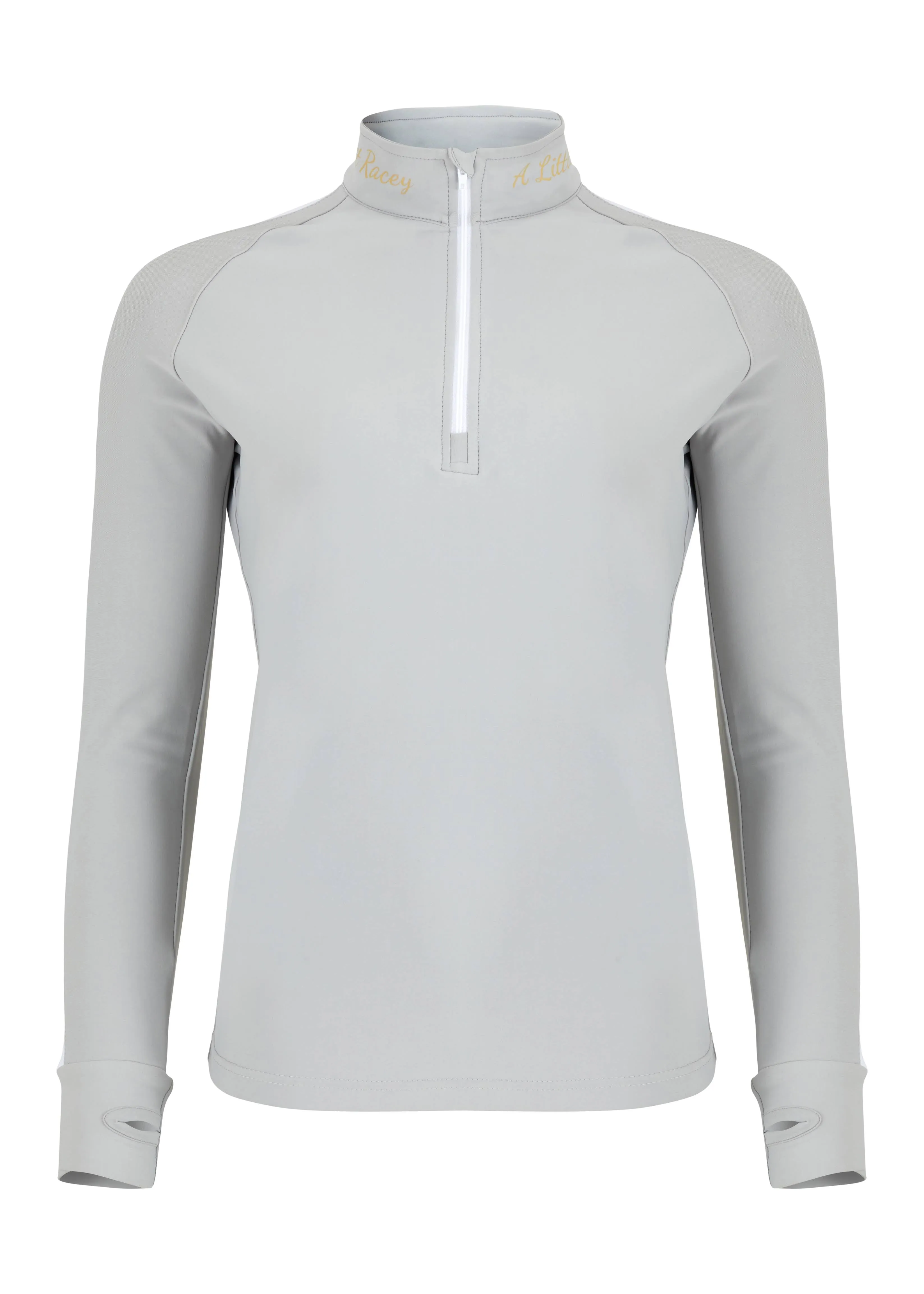 Adults Half Zip Baselayer - A Little Bit Racey - Grey & White