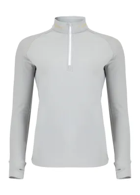 Adults Half Zip Baselayer - A Little Bit Racey - Grey & White