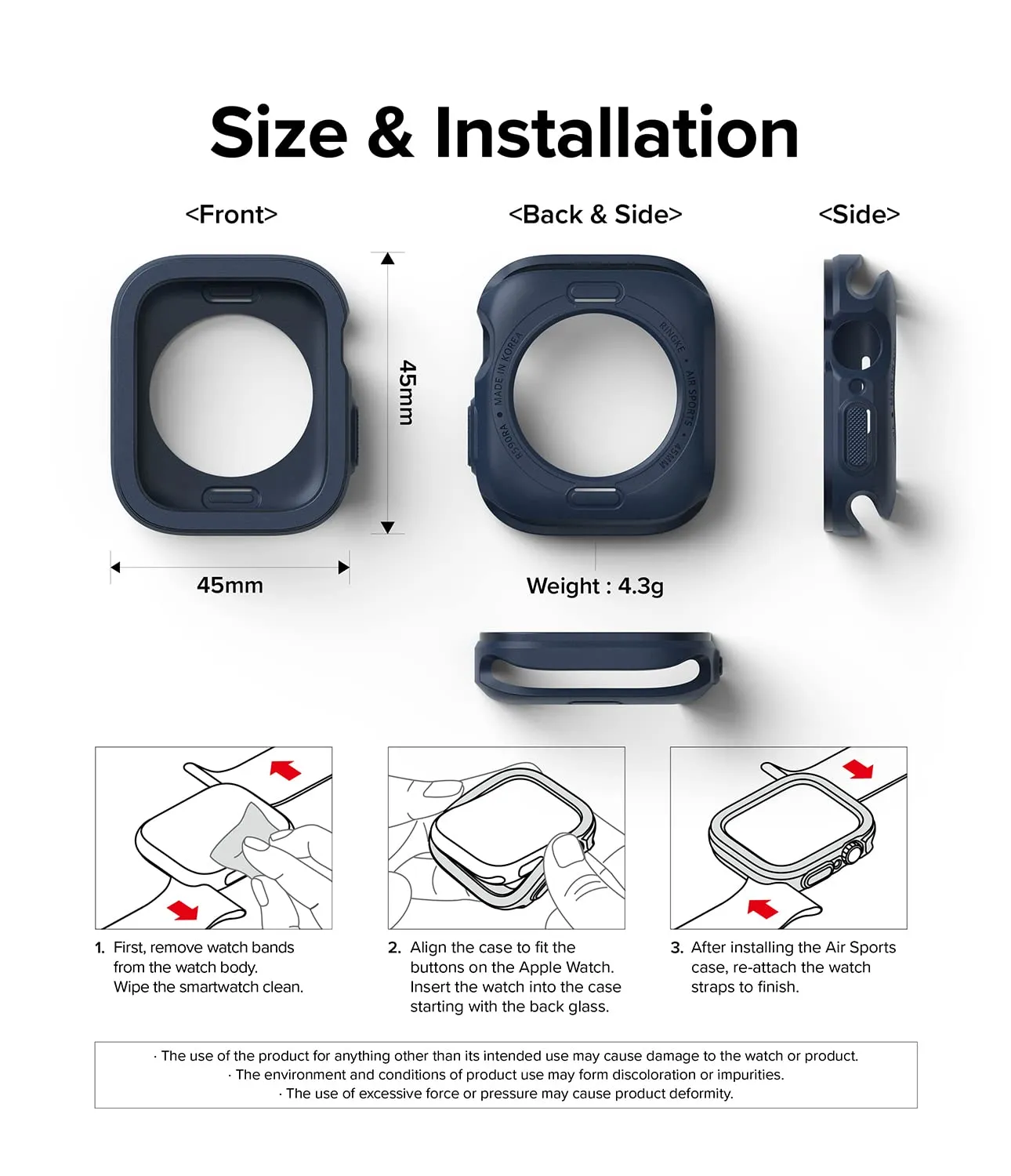 Air Sports Case Compatible with Apple Watch 8 / 7 45mm - Navy