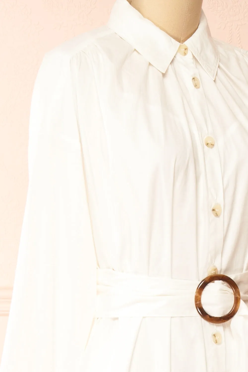 Alanna | Long White Shirt Dress w/ Belt