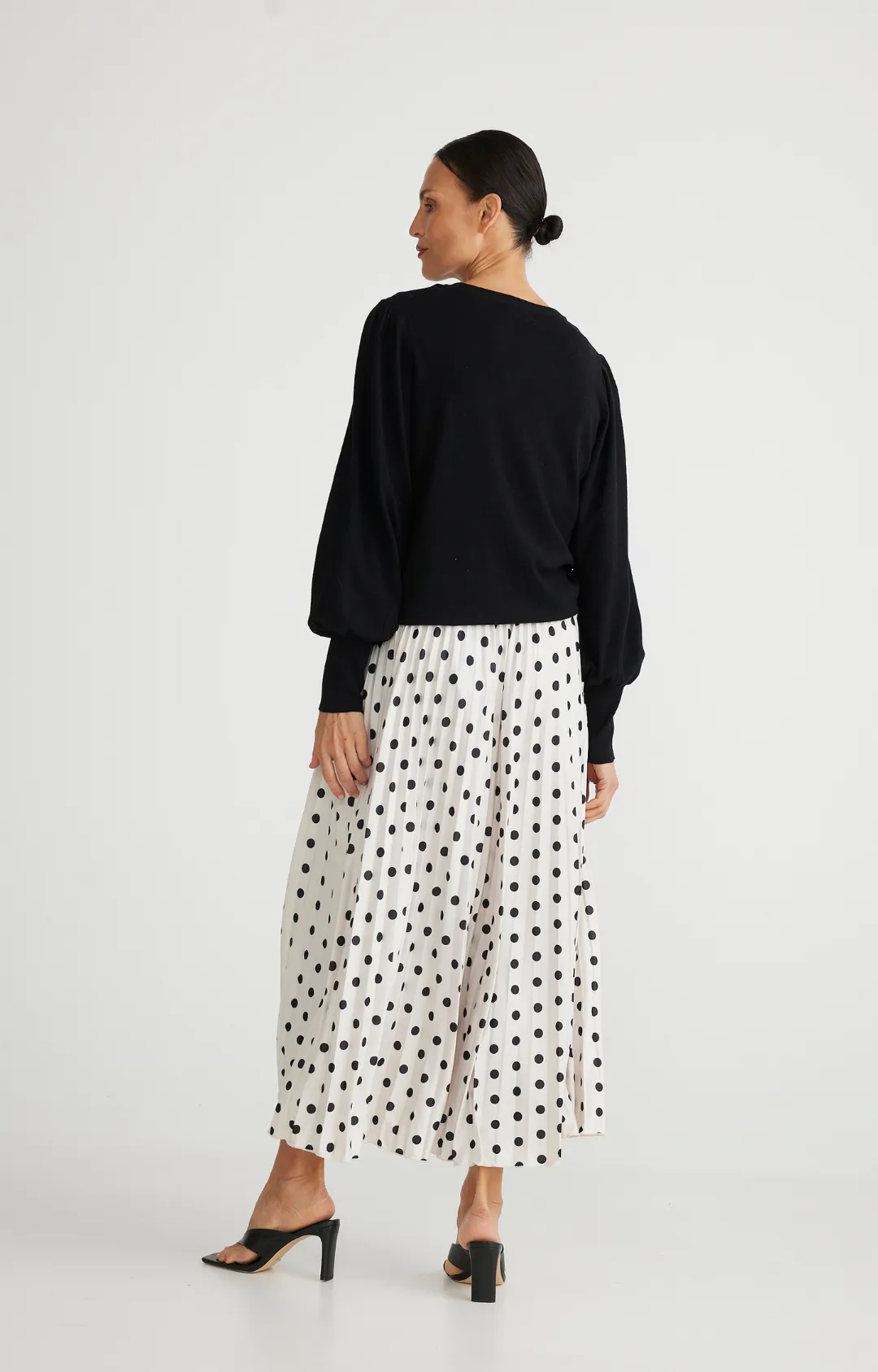 Alias Pleated Skirt - Black & Off-White Polkadot