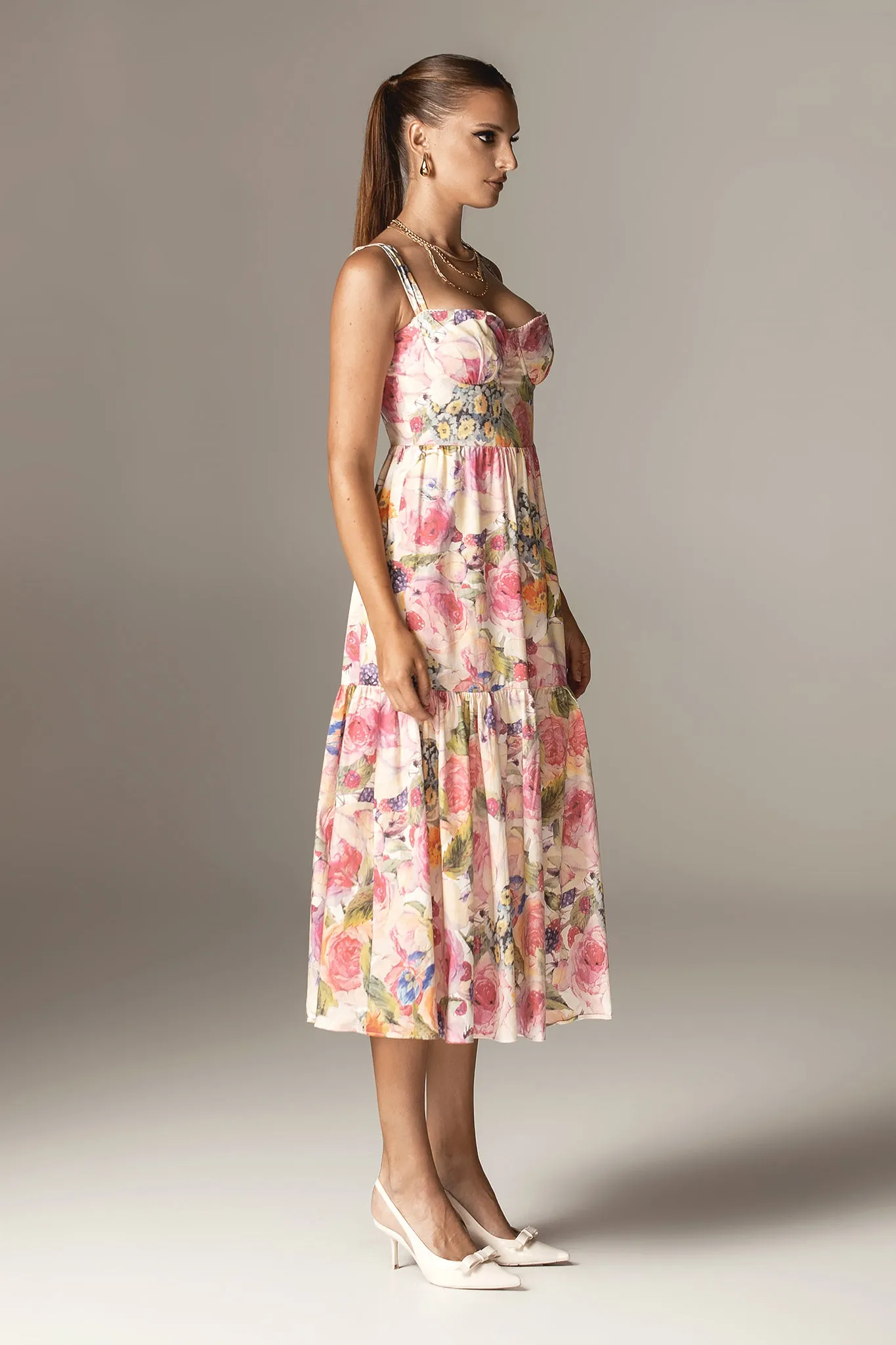 Andrea Bloom Rose Cotton Maxi Sundress (Rose Print)