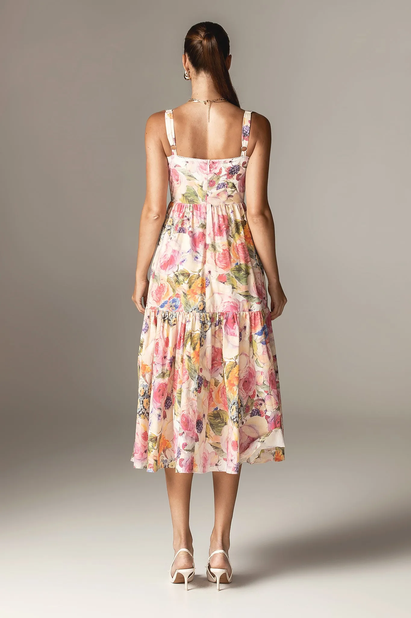 Andrea Bloom Rose Cotton Maxi Sundress (Rose Print)