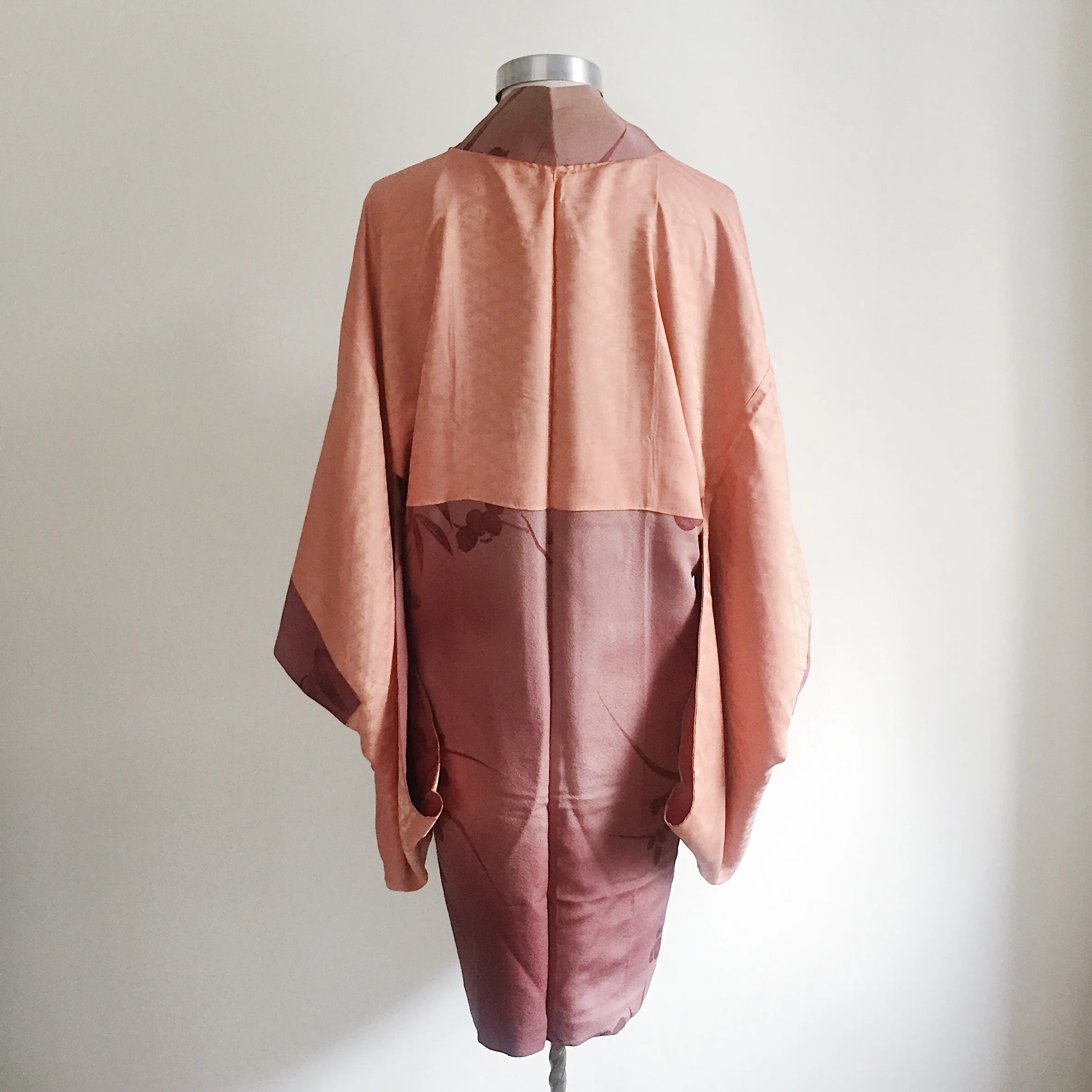 Antique Kimono Haori Jacket - Plum Blossom/ Dusk Purple Brown