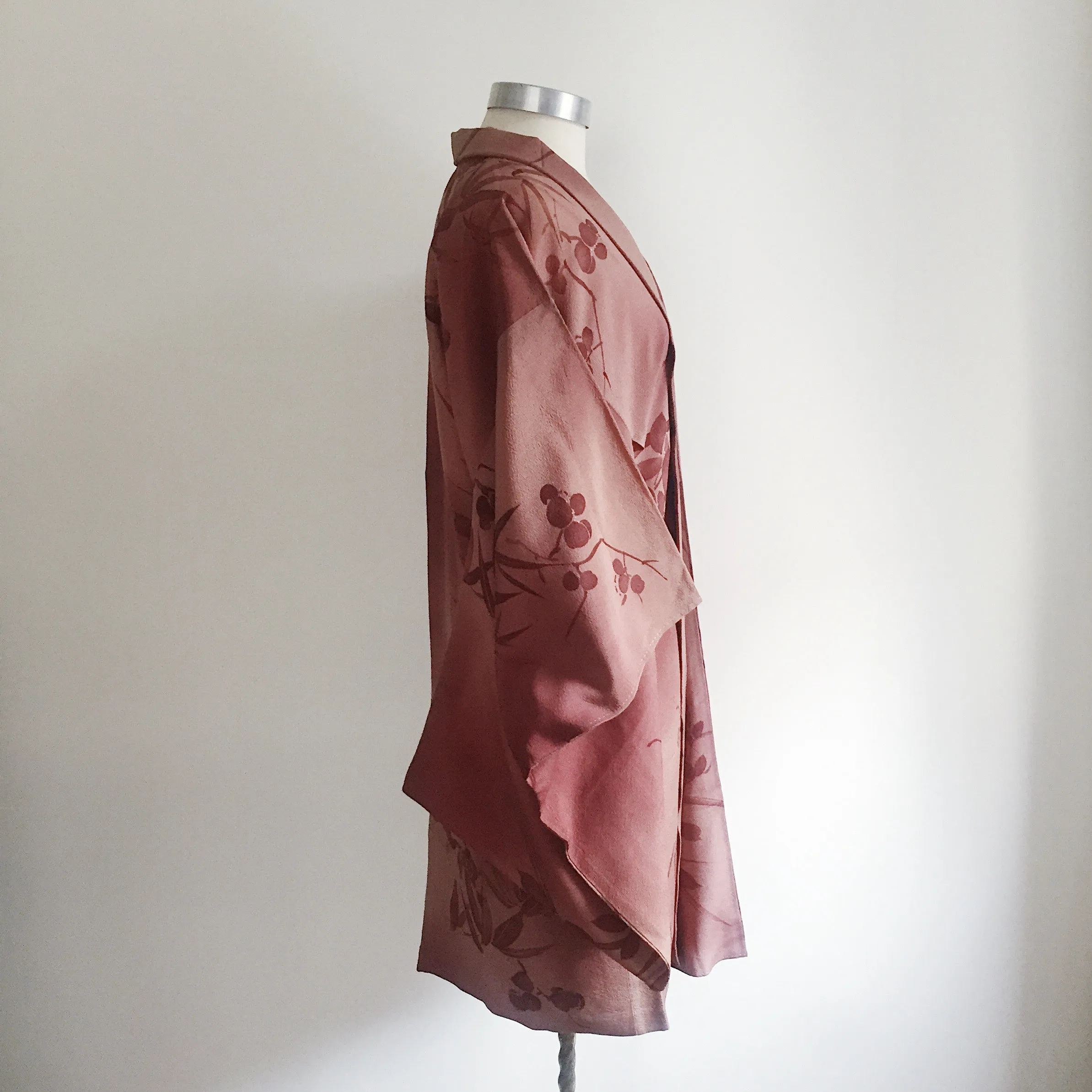 Antique Kimono Haori Jacket - Plum Blossom/ Dusk Purple Brown