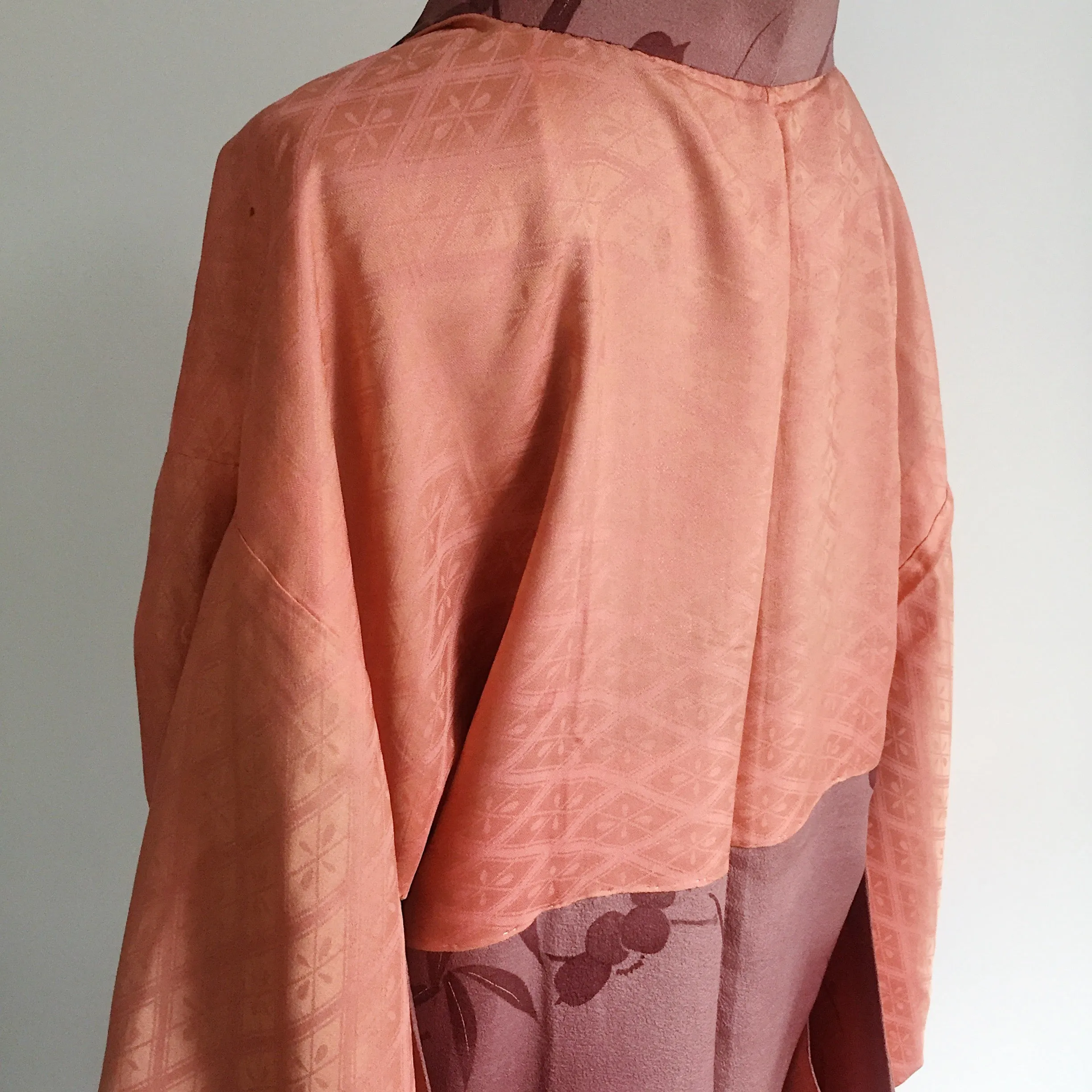 Antique Kimono Haori Jacket - Plum Blossom/ Dusk Purple Brown