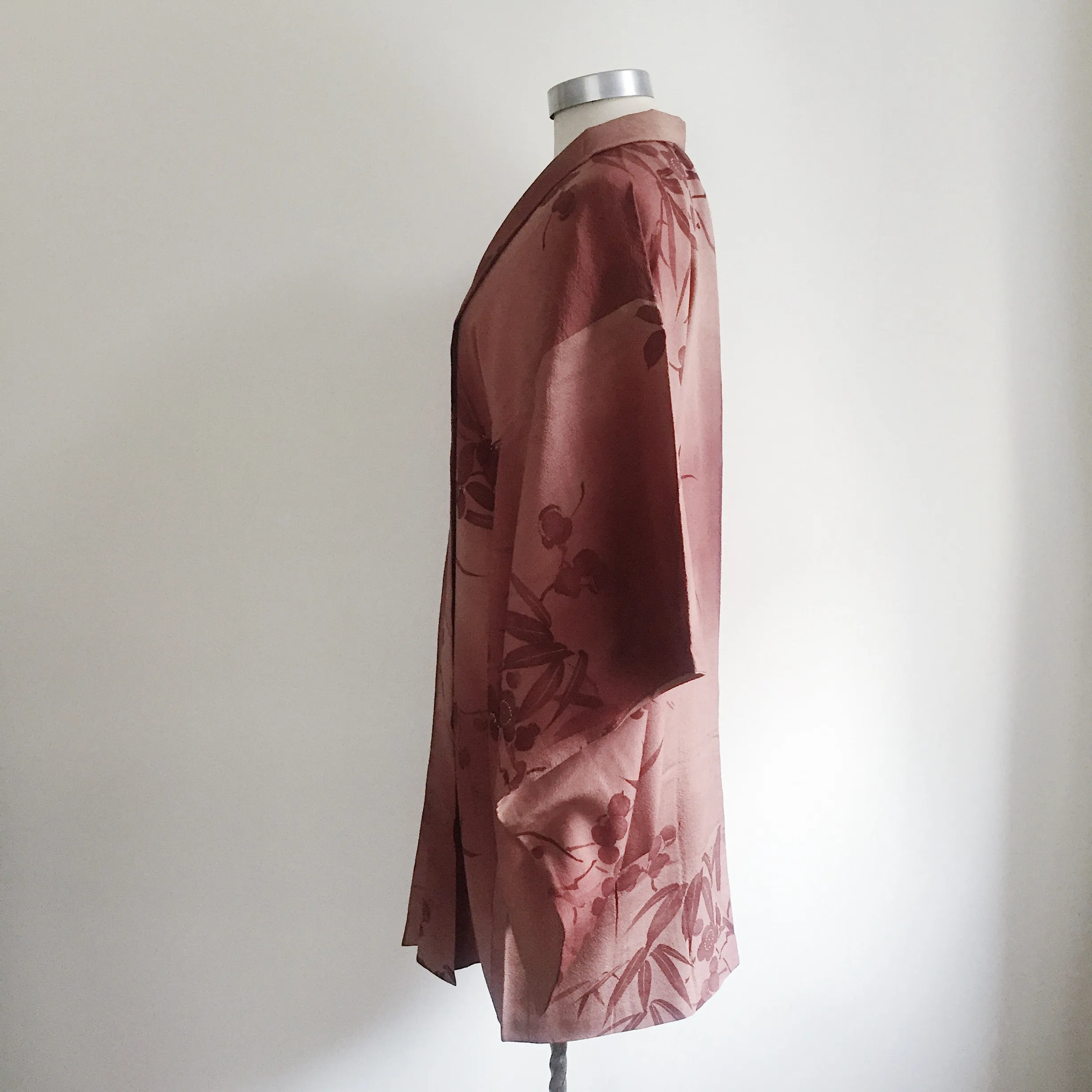 Antique Kimono Haori Jacket - Plum Blossom/ Dusk Purple Brown