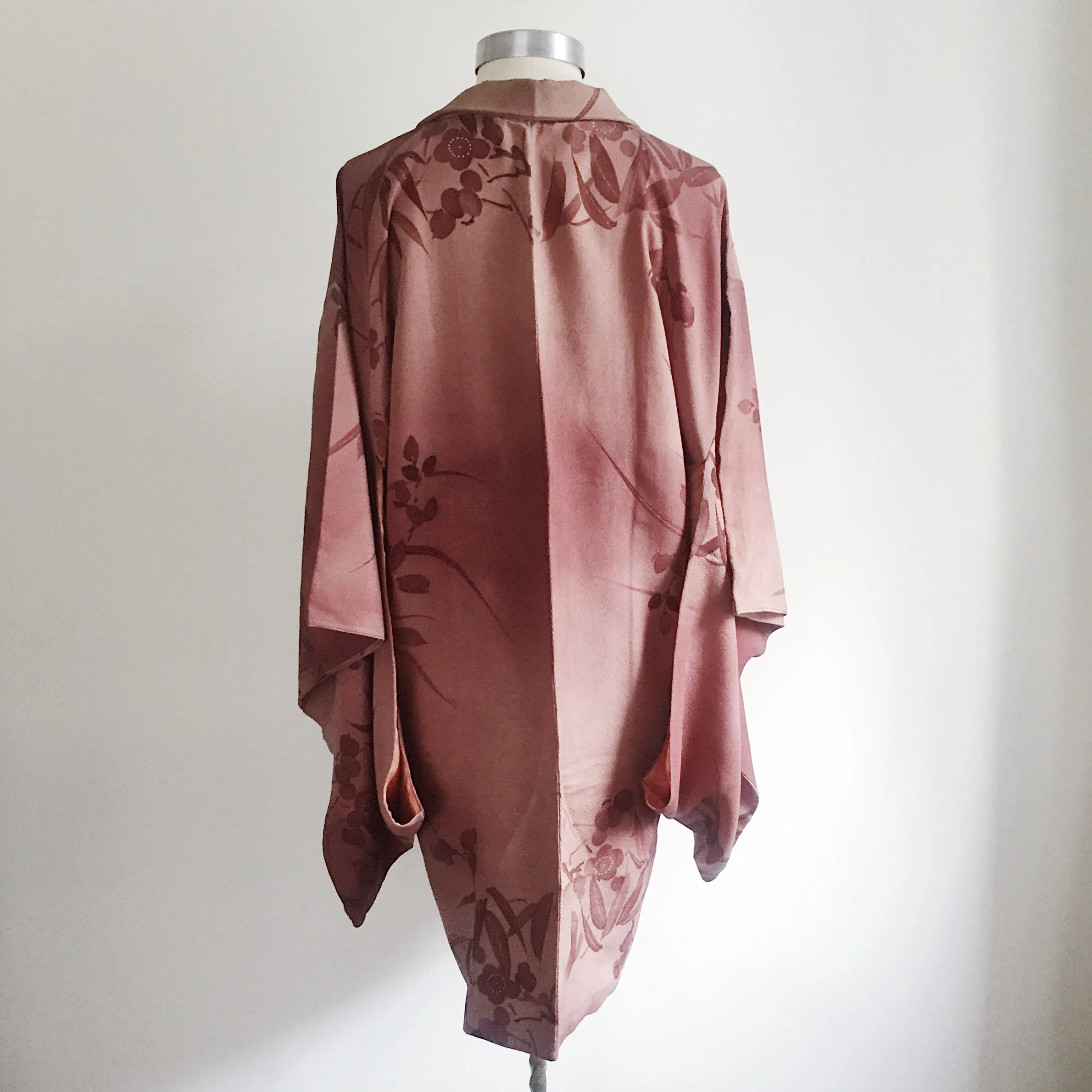 Antique Kimono Haori Jacket - Plum Blossom/ Dusk Purple Brown