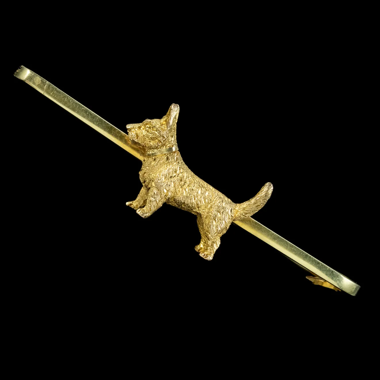 Antique Victorian Dog Bar Brooch 15ct Gold Circa 1900