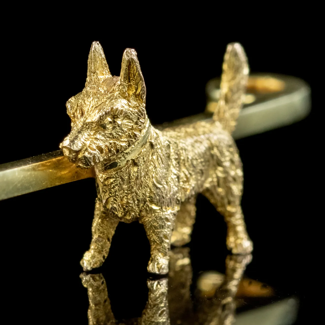 Antique Victorian Dog Bar Brooch 15ct Gold Circa 1900