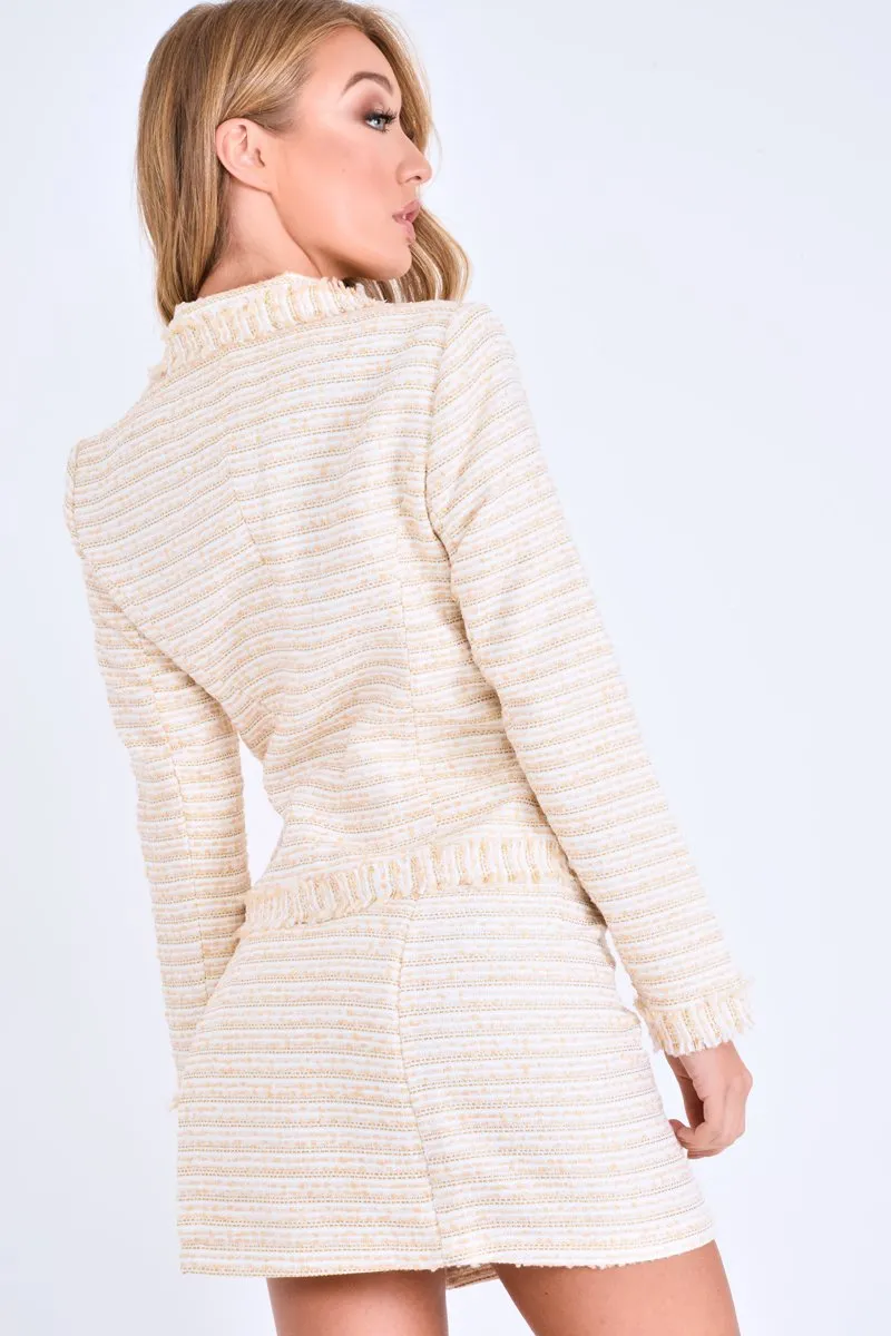 Apricot And Cream Tweed Blazer And Skirt Co-ord - Carah