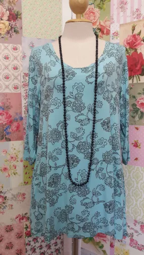 Aqua & Black Top BE063