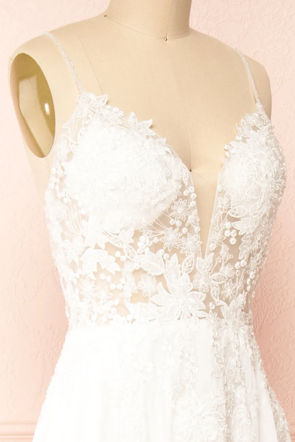 Arsinoe | White Plunging Neckline Bridal Gown