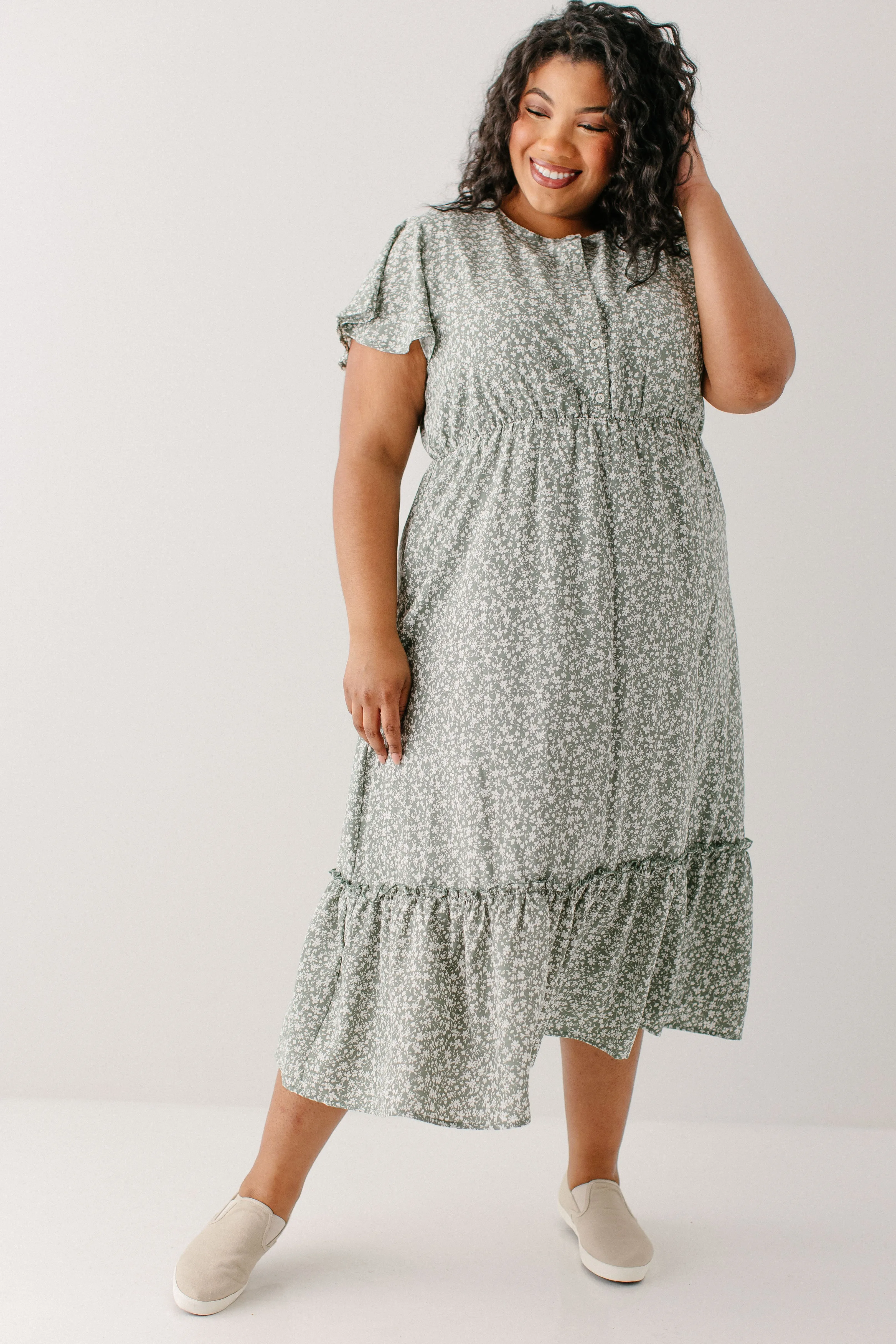 'Ashley' Nursing Friendly Floral Midi Dress FINAL SALE