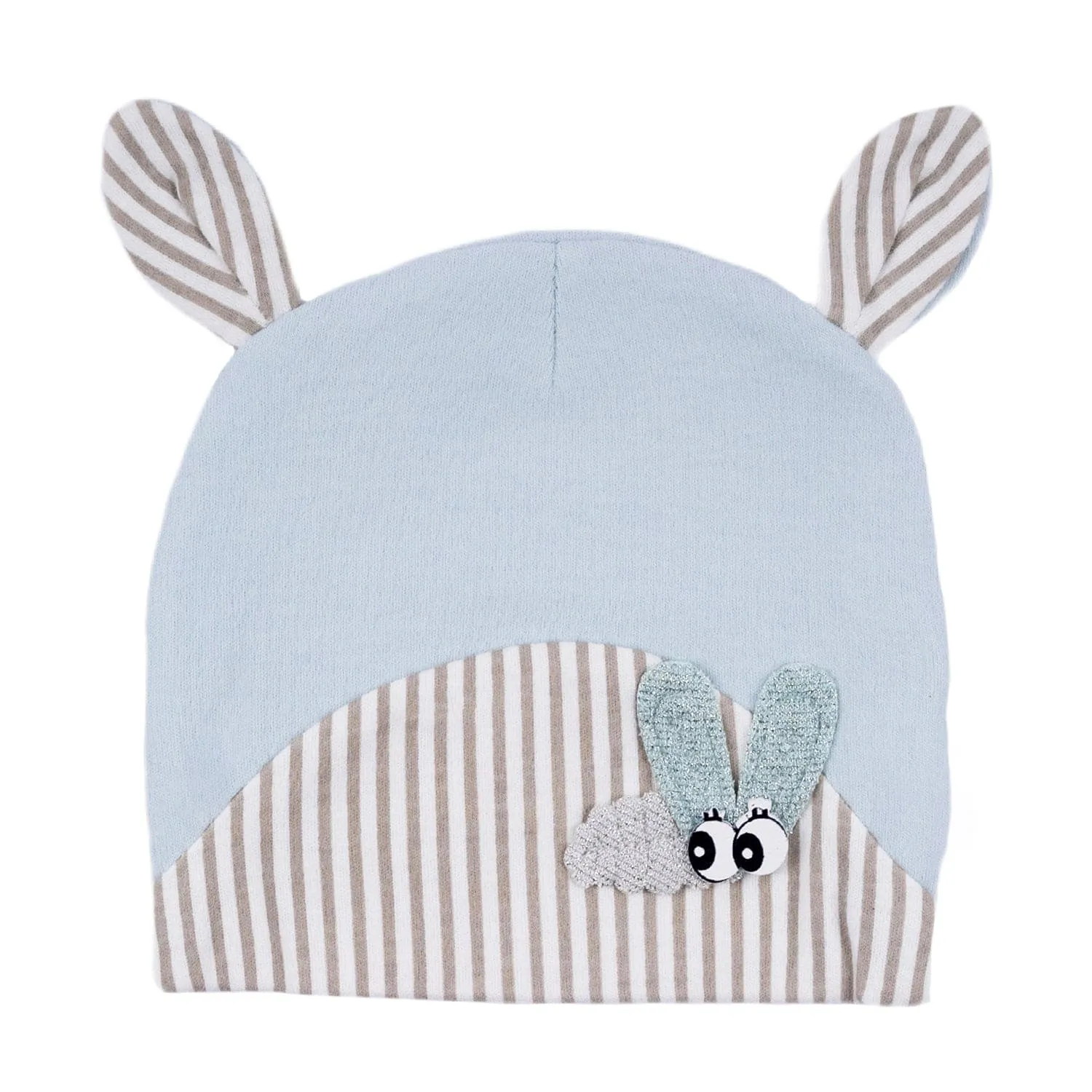 Baby Moo Busy Bee All Season Stretchable Hosiery Warm 3D Beanie Cap - Blue