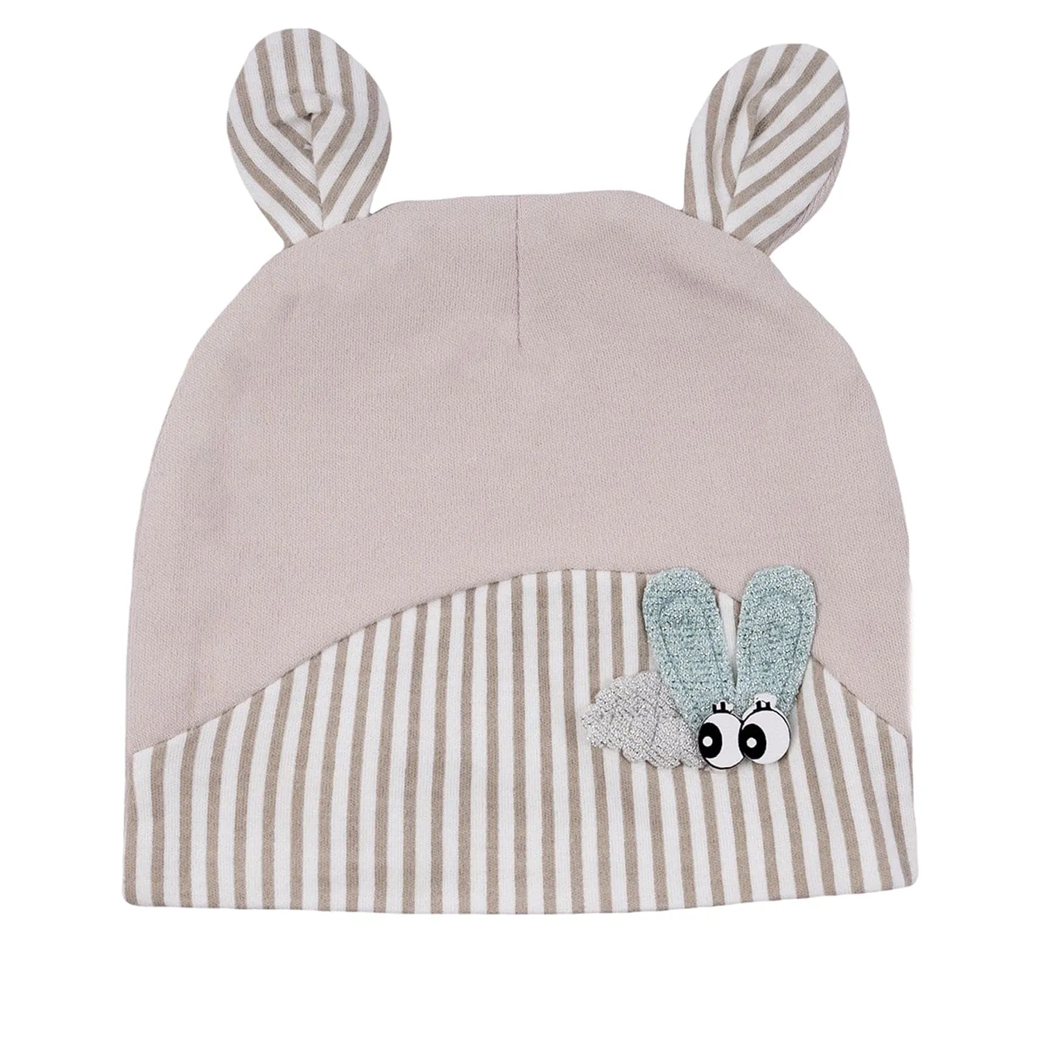 Baby Moo Busy Bee All Season Stretchable Hosiery Warm 3D Beanie Cap - Grey