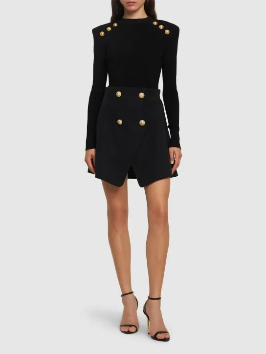 Balmain   Wool grain de poudre mini skirt 