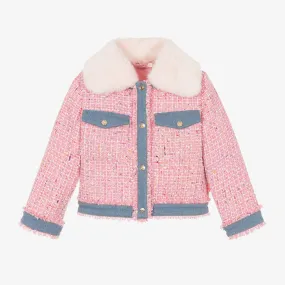 Billieblush Girls Pink Tweed Jacket