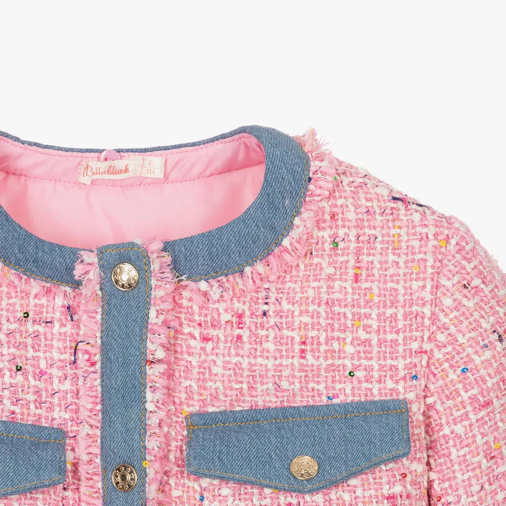 Billieblush Girls Pink Tweed Jacket