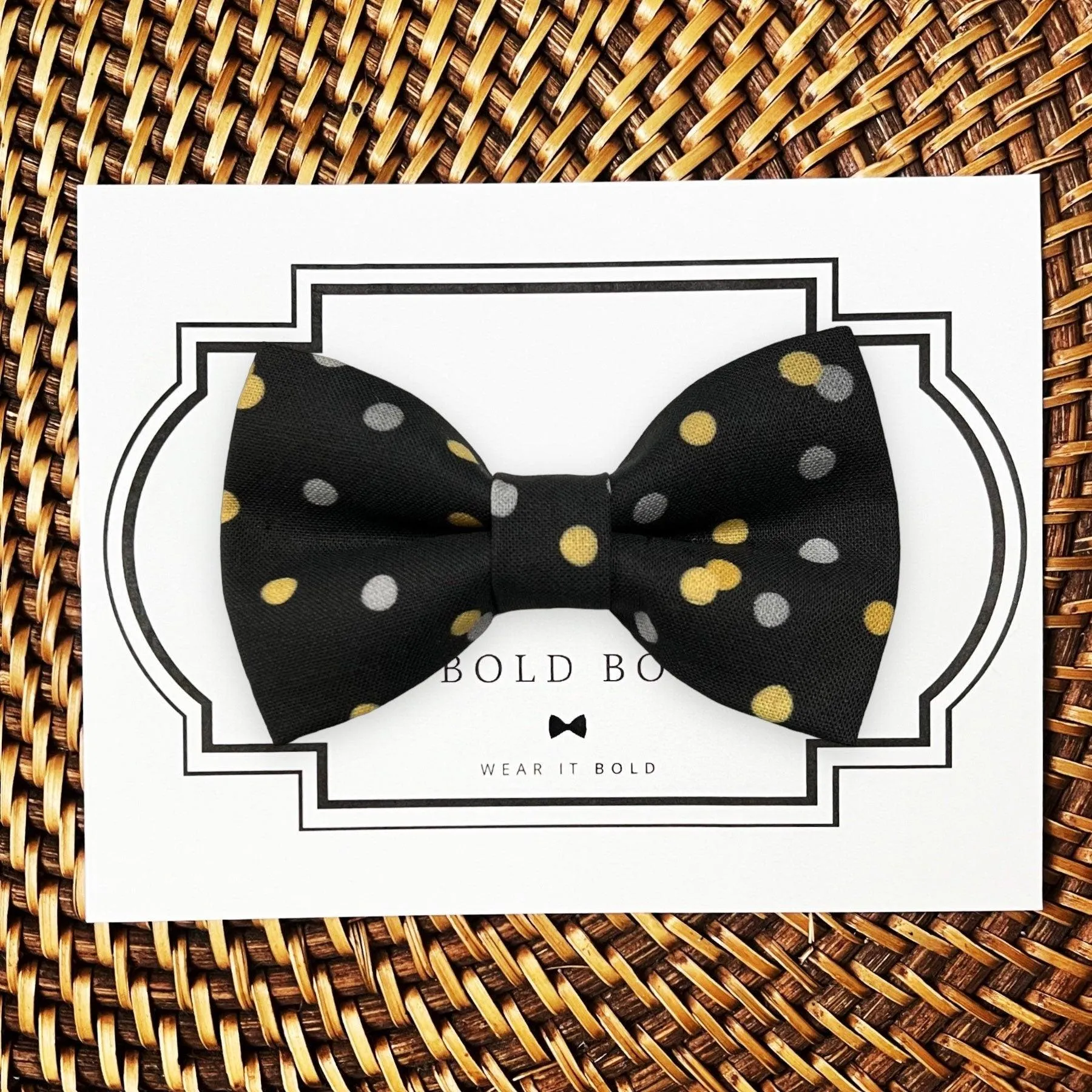 Black & Gold Confetti Bow for Dog Collar and Cat Collar