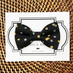 Black & Gold Confetti Bow for Dog Collar and Cat Collar