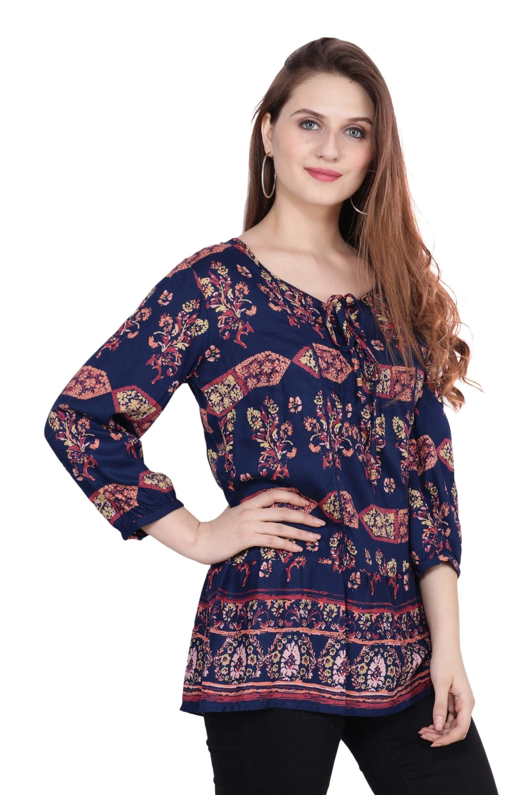 Blue Bouquet Printed Top