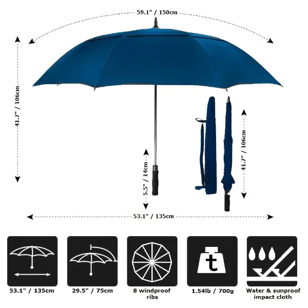 Blue Large Windproof Umbrella