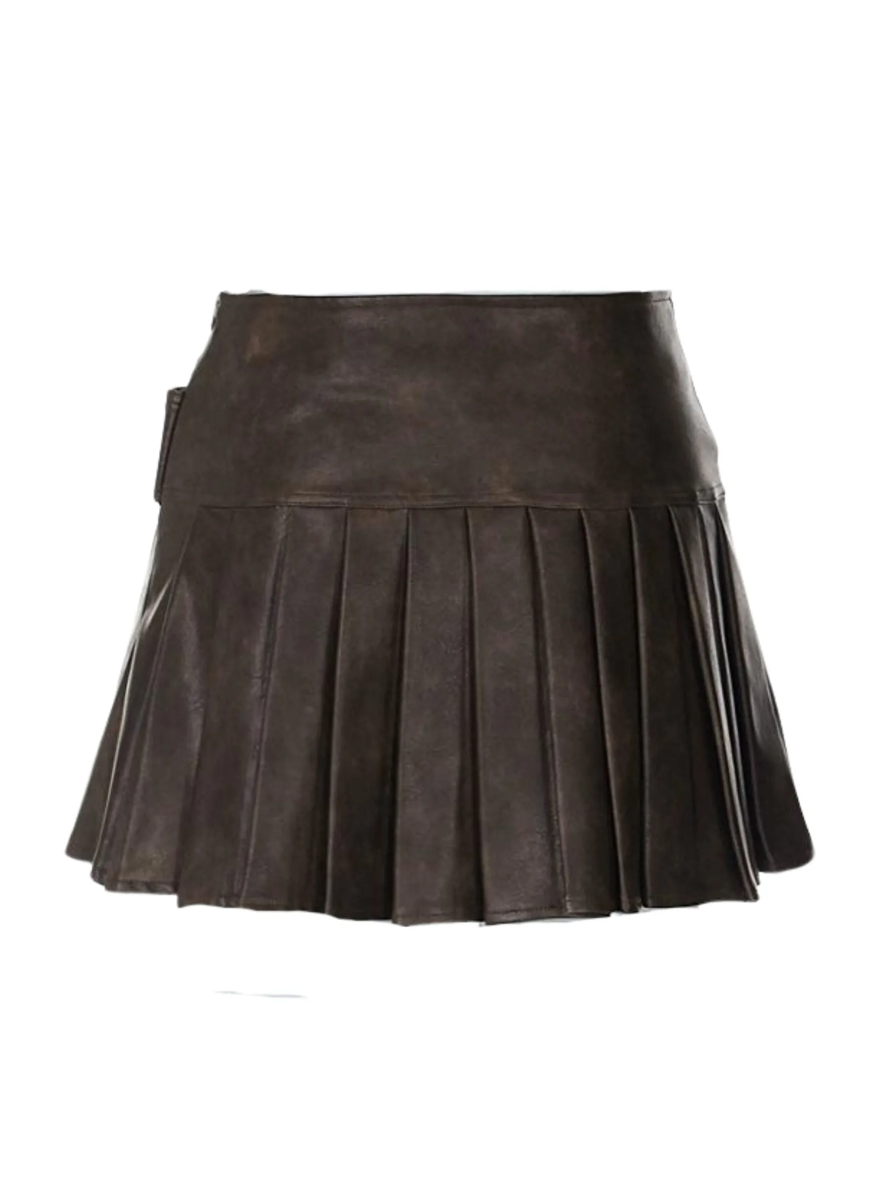 Blythe Faux Leather Pleated Mini Skirt