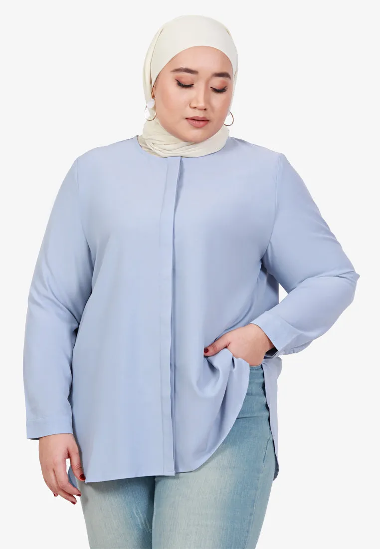 Buena Minimalist Hidden Button Top - White