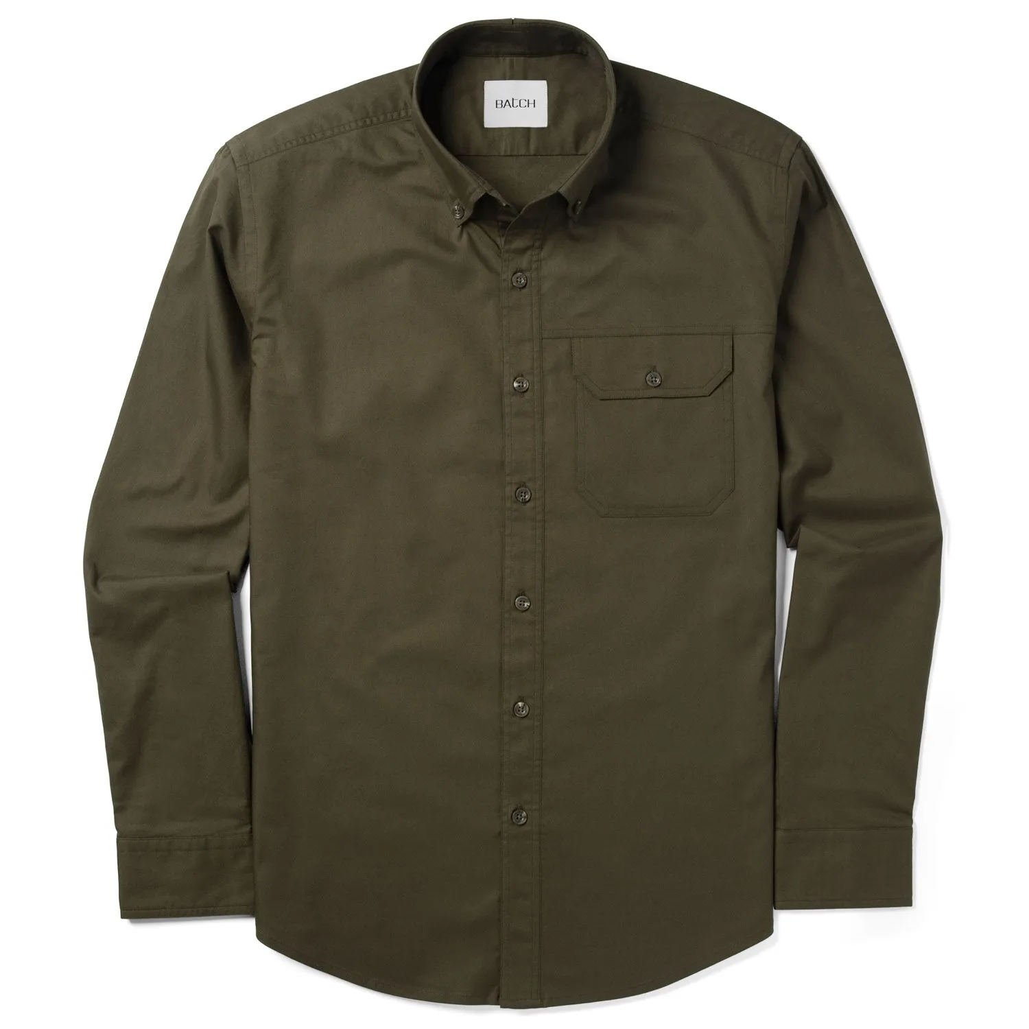 Builder Casual Shirt – Olive Green Cotton Oxford