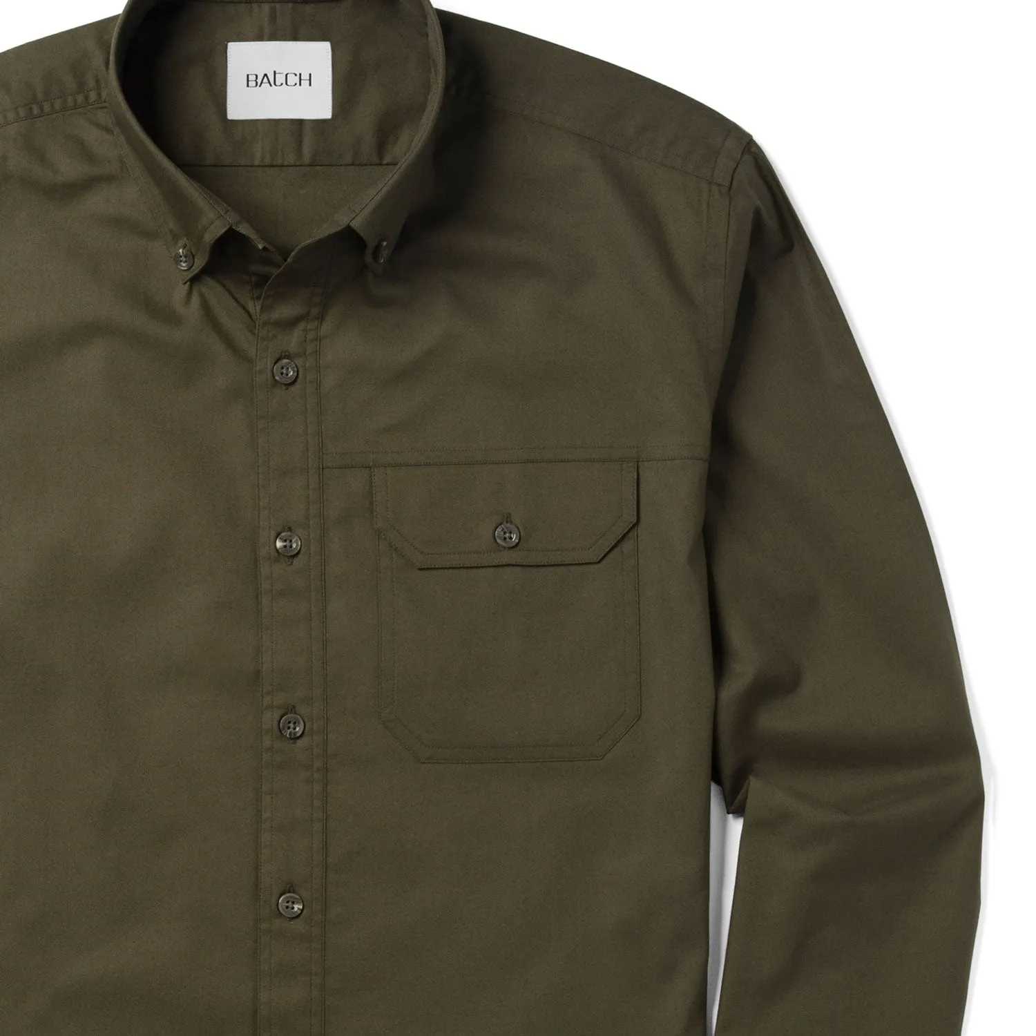 Builder Casual Shirt – Olive Green Cotton Oxford