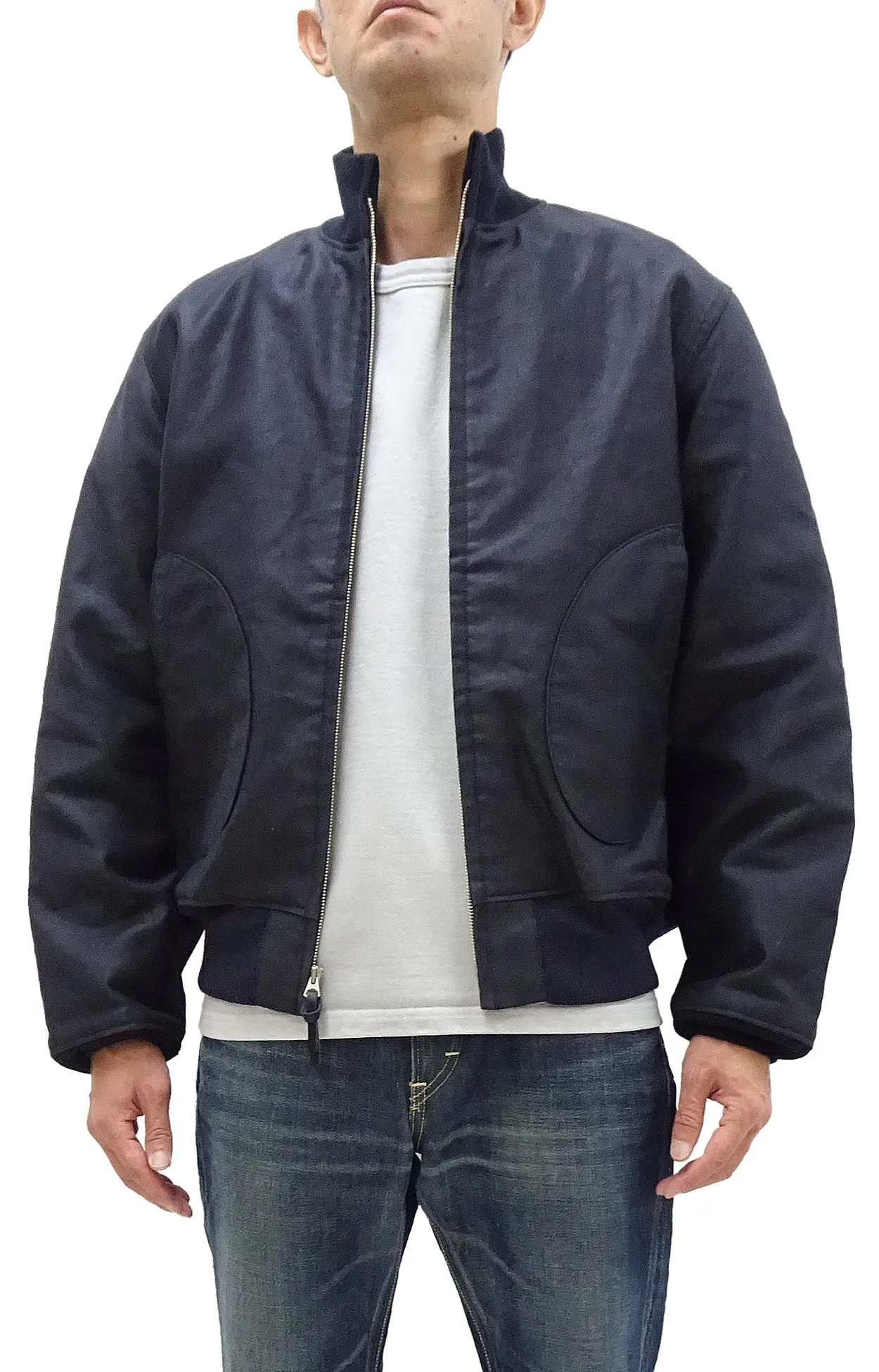 Buzz Rickson Deck Jacket BR15579 Men's Reproduction of US Navy Deck Zip Jacket CONTRACT 87533 Navy-Blue