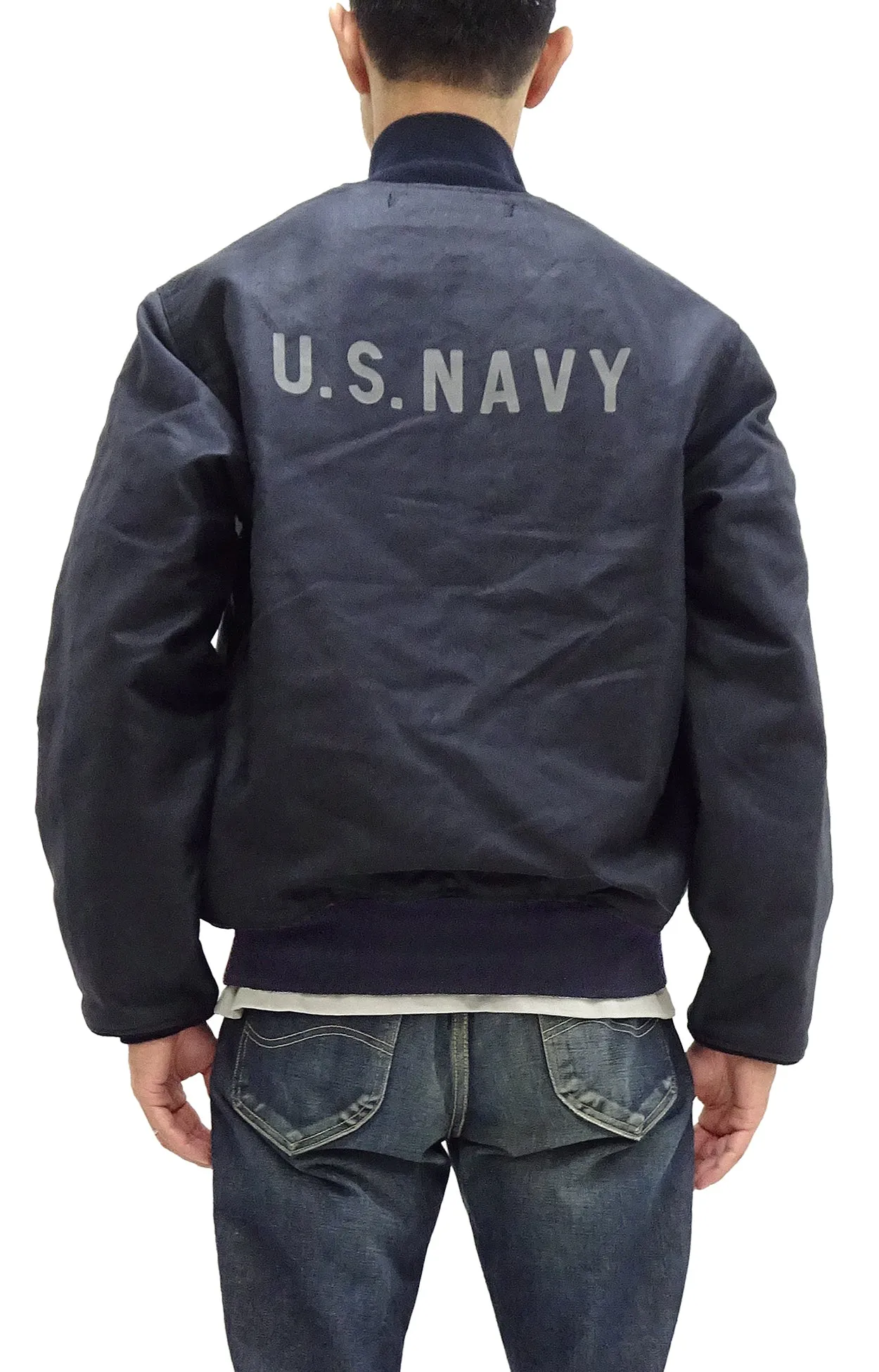 Buzz Rickson Deck Jacket BR15579 Men's Reproduction of US Navy Deck Zip Jacket CONTRACT 87533 Navy-Blue