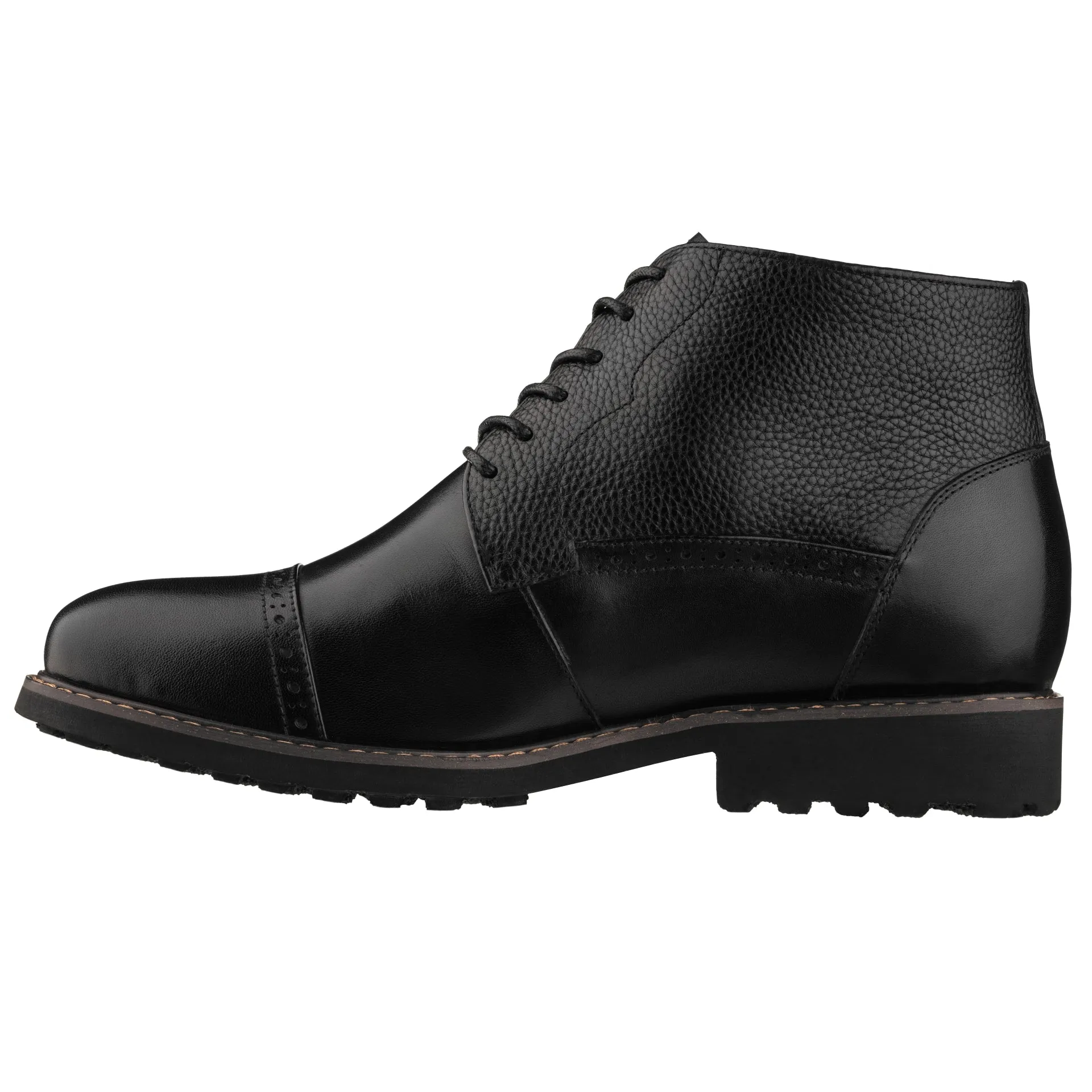 CALTO - Y41083 - 3.2 Inches Taller (Black) - Lace Up Casual Boots