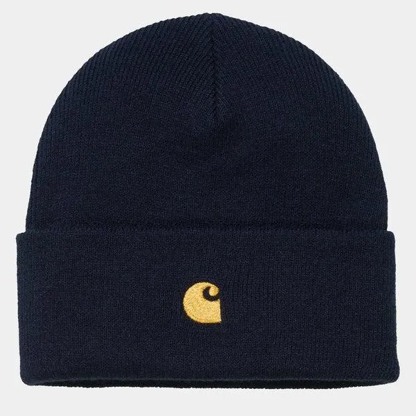 Carhartt WIP Chase Beanie Dark Navy - Gold