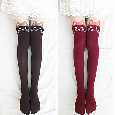 Cat Head Knee Socks