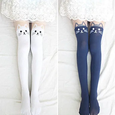 Cat Head Knee Socks