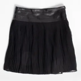 Chiffon Pleated Pleather Trim Skirt