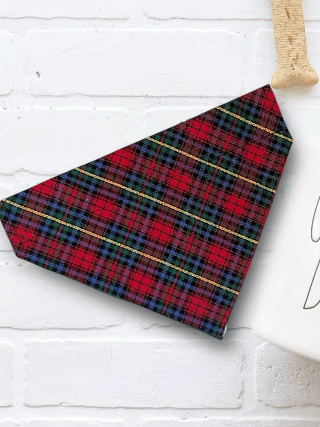 Christmas Plaid Dog Bandana- Red, Black & Gold