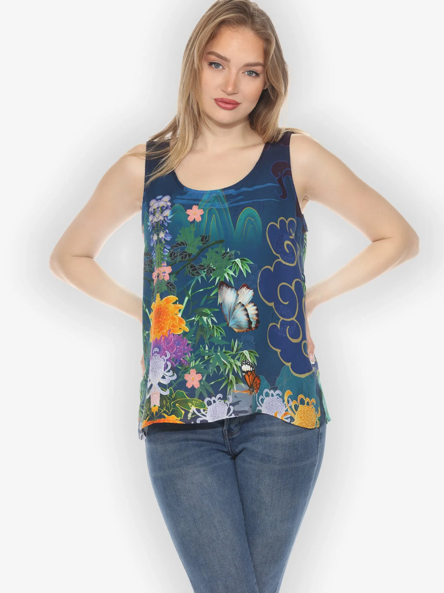 Chrysanthemum Gold Dream Silk Tank Top