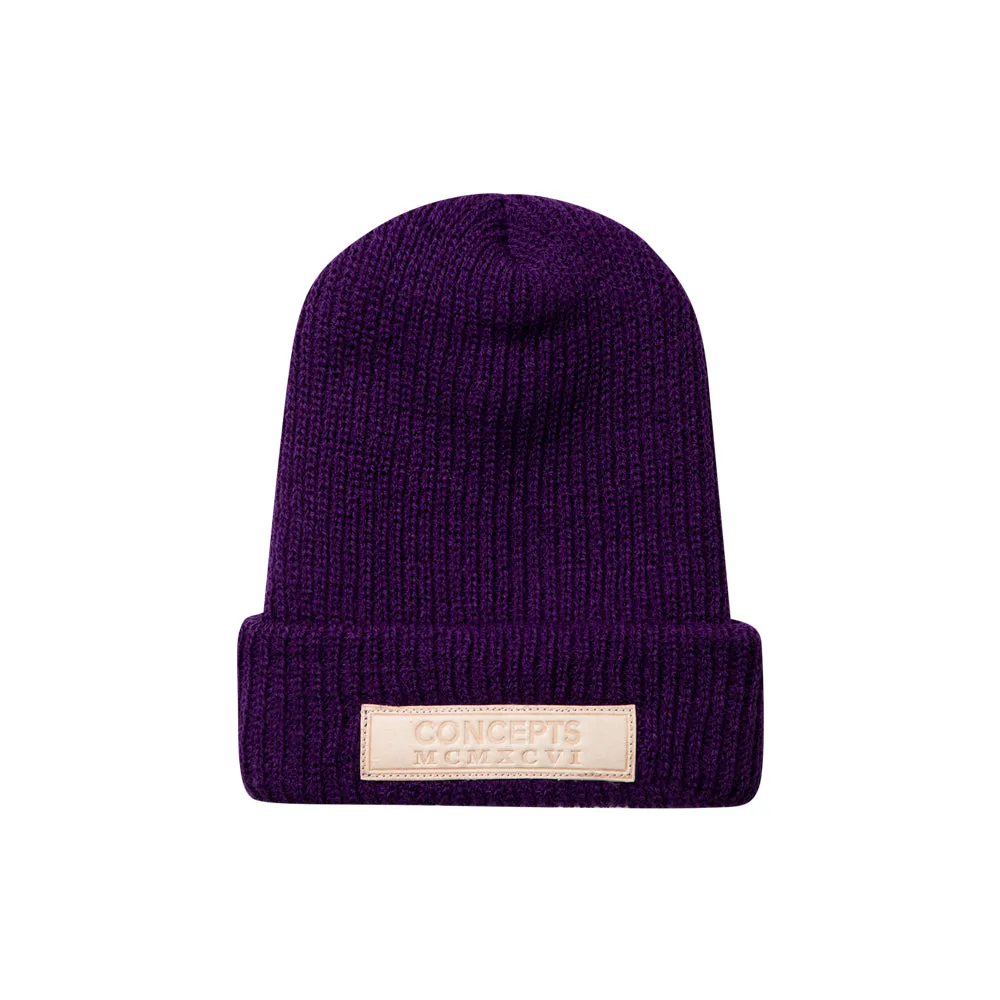 Concepts Leather Patch Beanie (Purple)