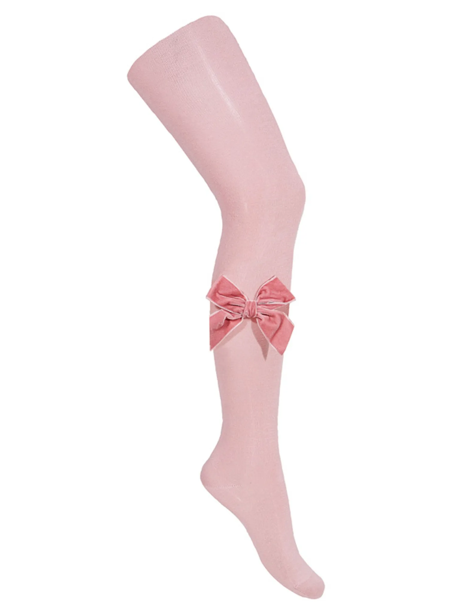 Condor Dusky Pink Velvet Bow Tights